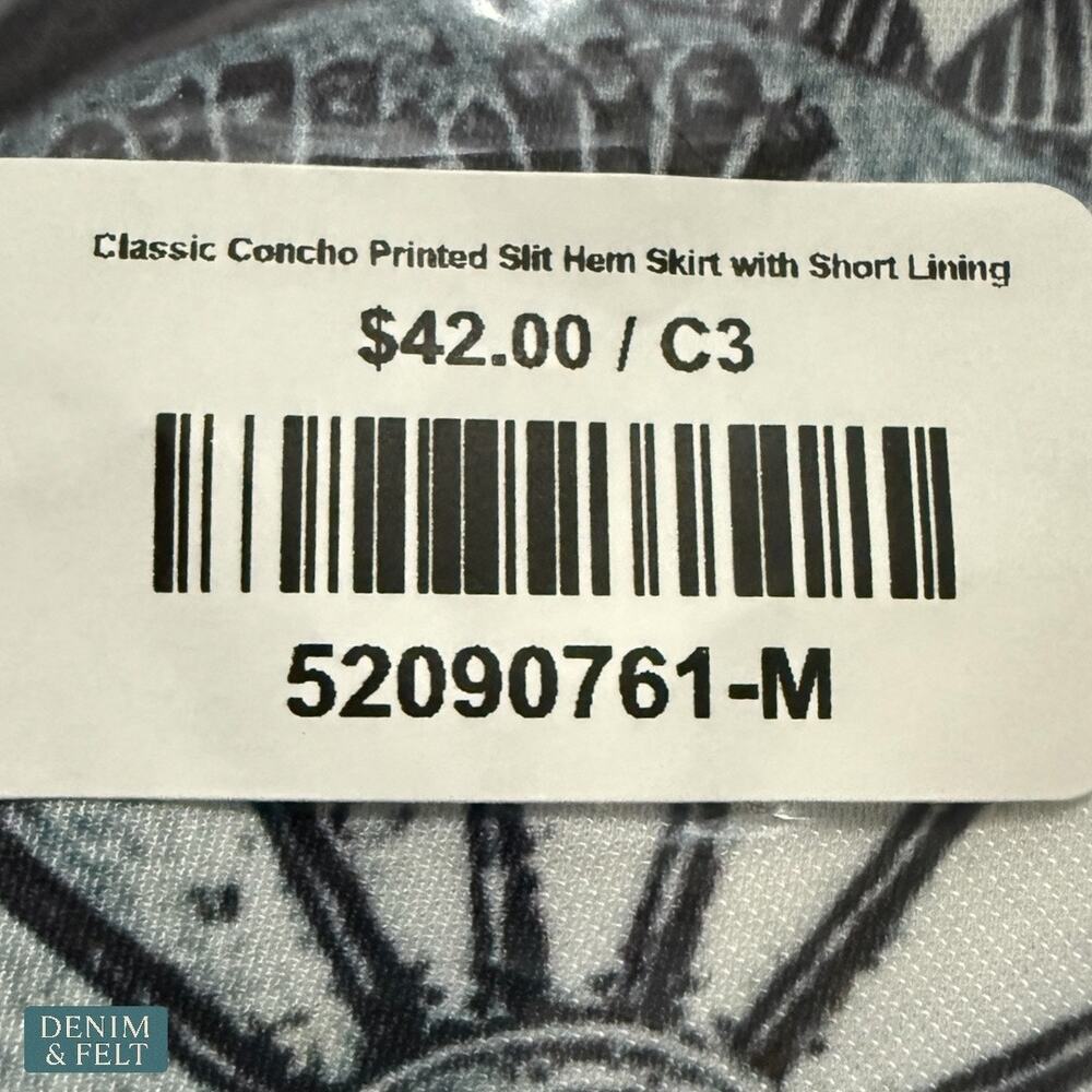 NEW Lucky & Blessed Concho Print Maxi Skirt Turquoise Black Western Rodeo Boho - Picture 5 of 5